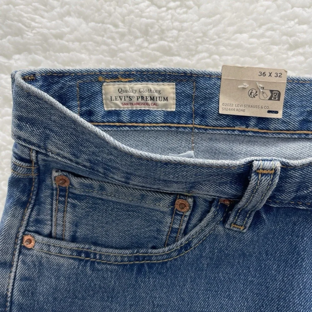 Levis 501 Jeans Mens 36x32 Blue Premium Original Button Fly Denim Grunge 90s